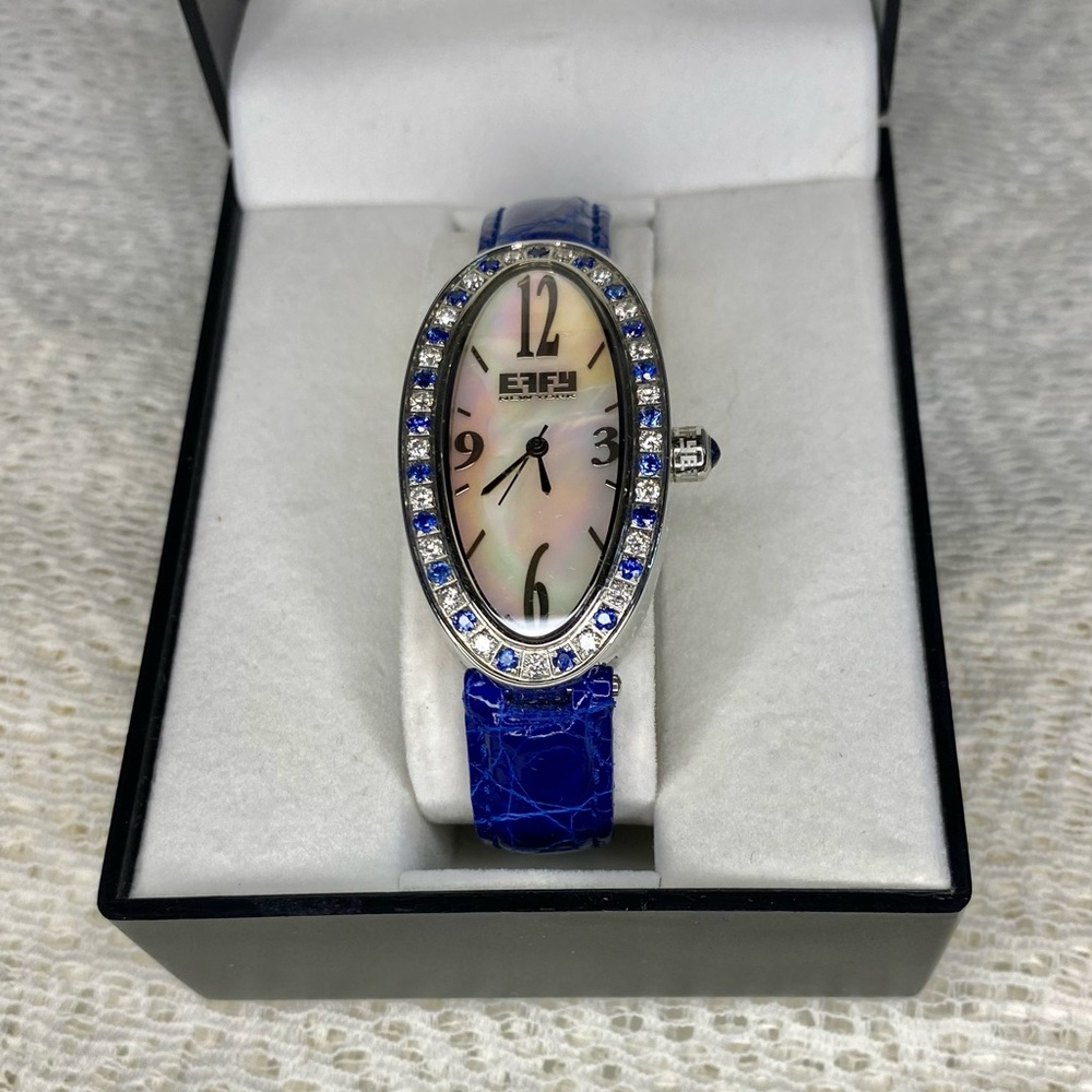 EFFY Luxury Diamond & Sapphire Pave Watch